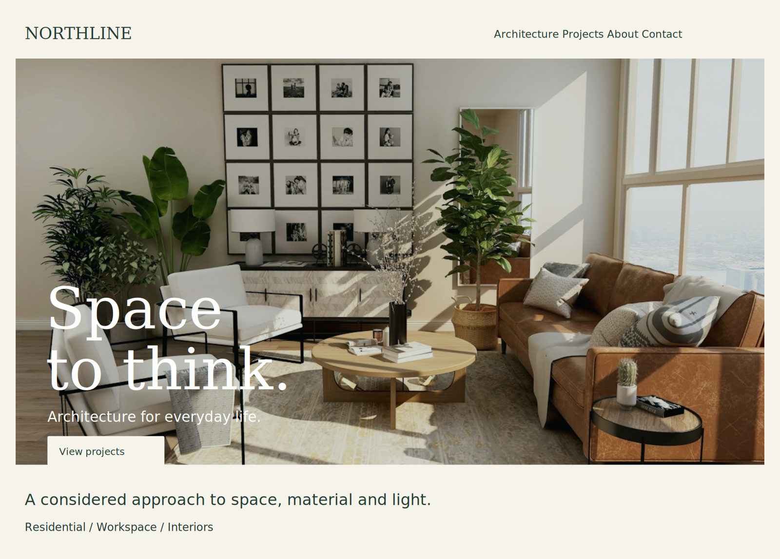 Architecture website concept with interior photography